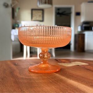 Groovy 70s Orange Ribbed Glass Coupe
